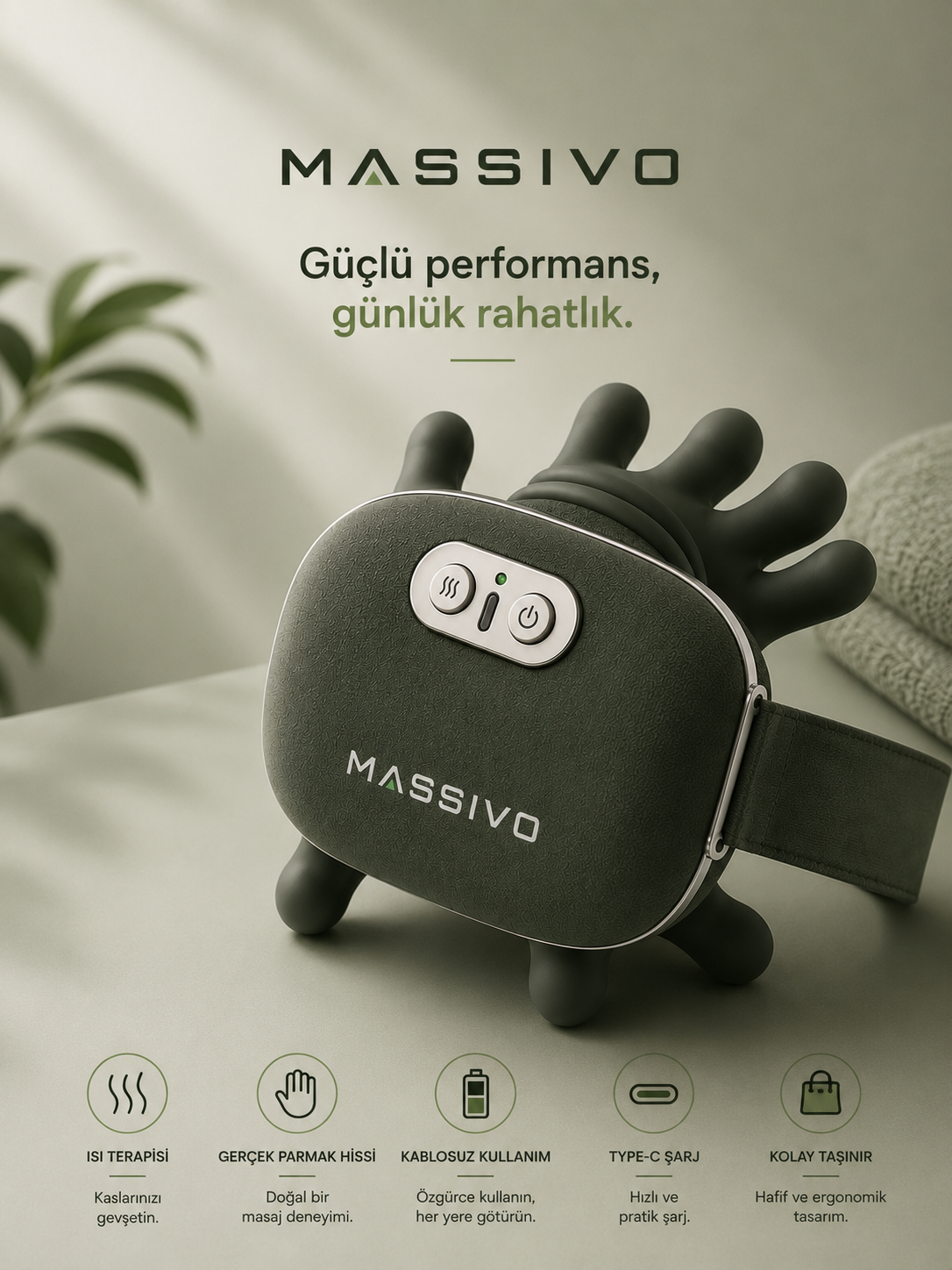 MASSIVO Pulse™ Isıtmalı Boyun ve Omuz Masaj Aleti